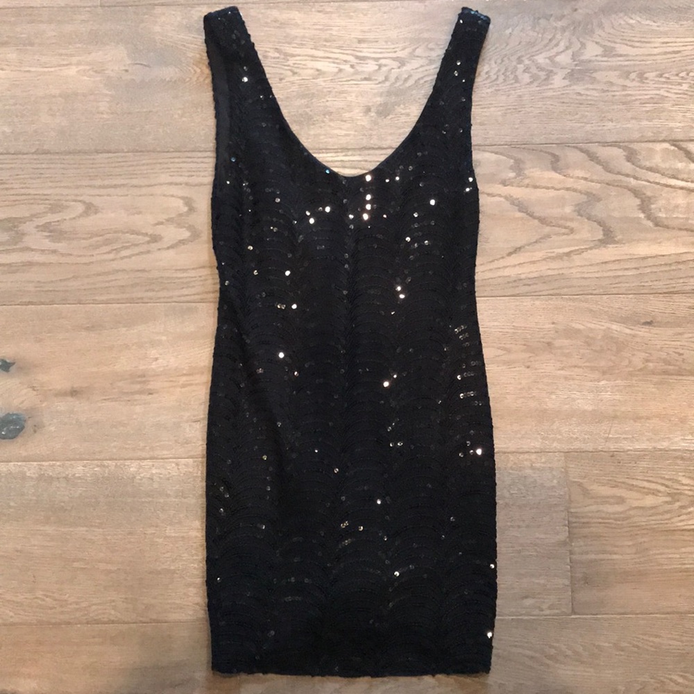 Black Sequin Mini Dress